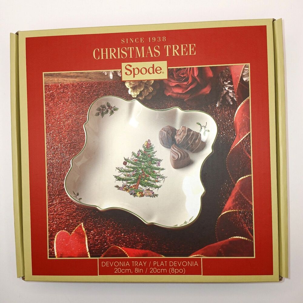 Spode Christmas Tree Devonia Tray 8 inches Square Candy Trinket Dish New in Box